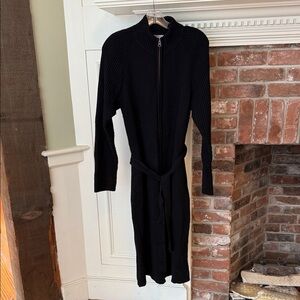 J. Crew Elegant Black Ribbed Long Sleeve Dress